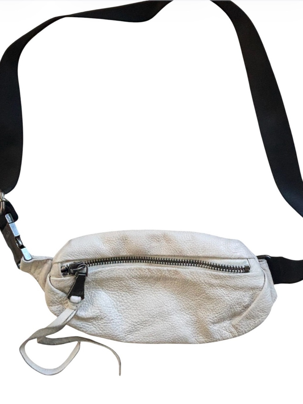 Aimee Kestenberg White Leather Belt Bag with Black Strap